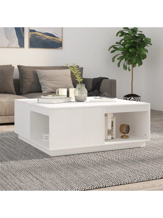 Konferenční stolek bílý 100x101x40,5 cm masivní borové dřevo