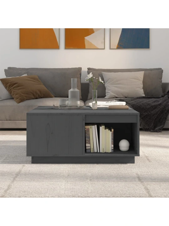 Konferenční stolek šedý 80 x 81 x 36,5 cm masivní borové dřevo