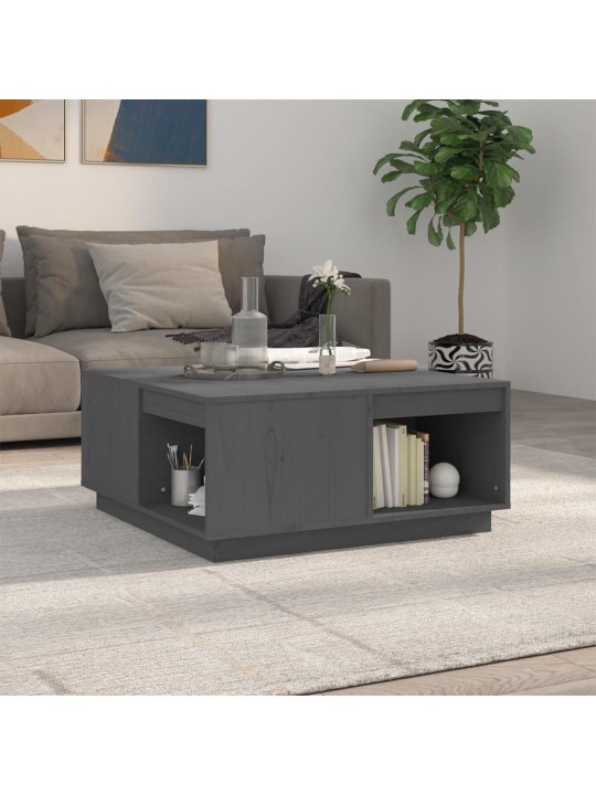 Konferenční stolek šedý 80 x 81 x 36,5 cm masivní borové dřevo