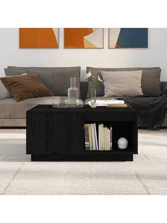 Konferenční stolek černý 80x81x36,5 cm masivní borové dřevo