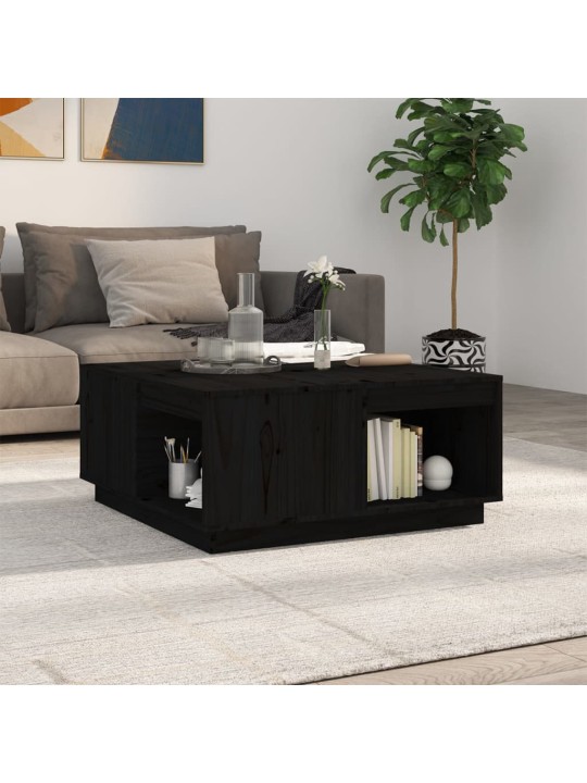Konferenční stolek černý 80x81x36,5 cm masivní borové dřevo