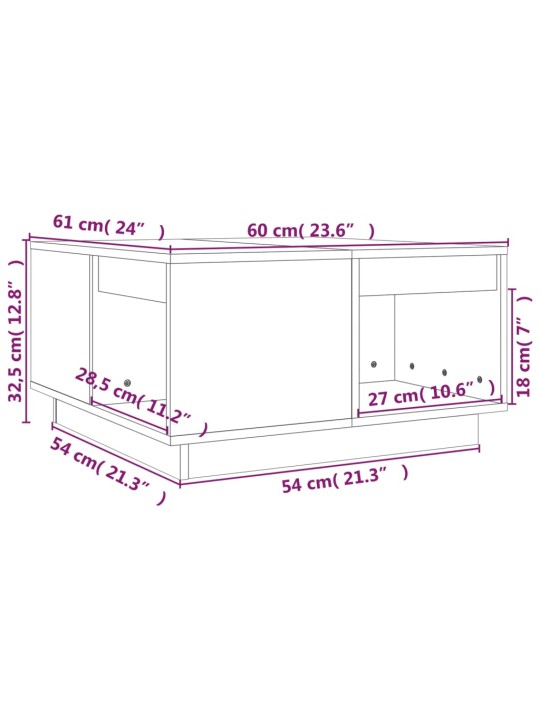 Konferenční stolek 60x61x32,5 cm masivní borové dřevo