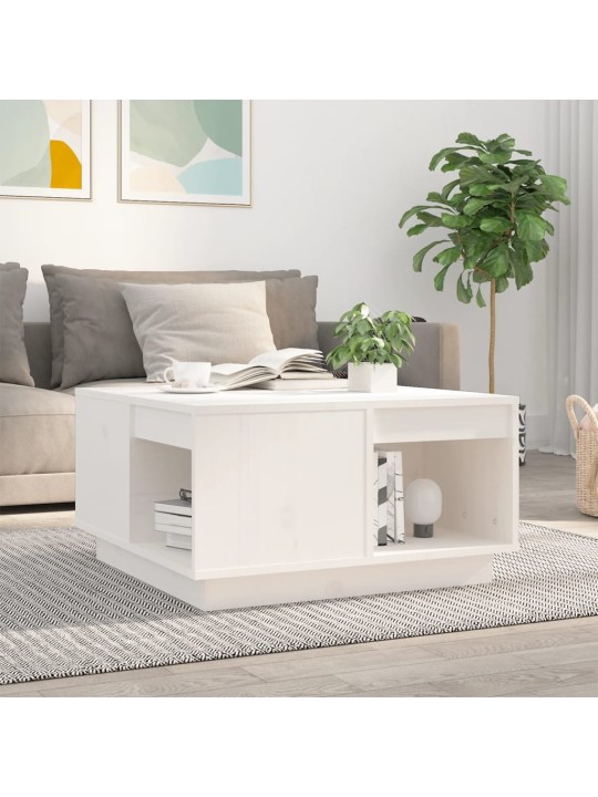 Konferenční stolek bílý 60x61x32,5 cm masivní borové dřevo