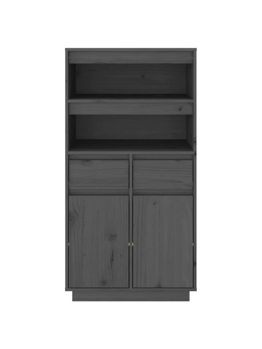 Skříň highboard šedá 60 x 40 x 116,5 cm masivní borové dřevo