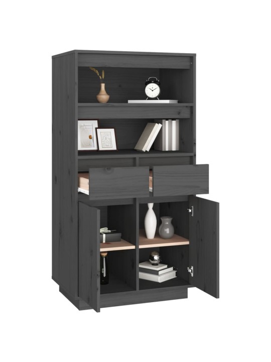 Skříň highboard šedá 60 x 40 x 116,5 cm masivní borové dřevo