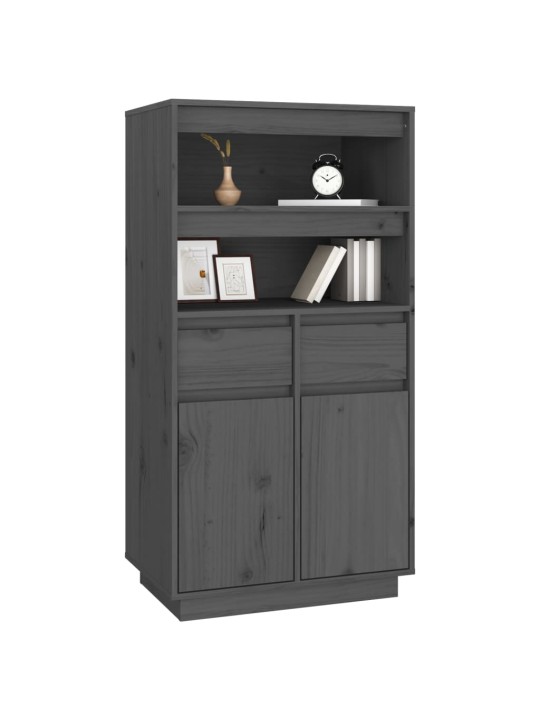 Skříň highboard šedá 60 x 40 x 116,5 cm masivní borové dřevo