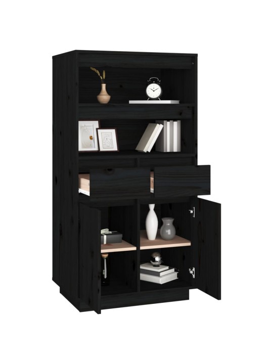 Skříň highboard černá 60 x 40 x 116,5 cm masivní borové dřevo