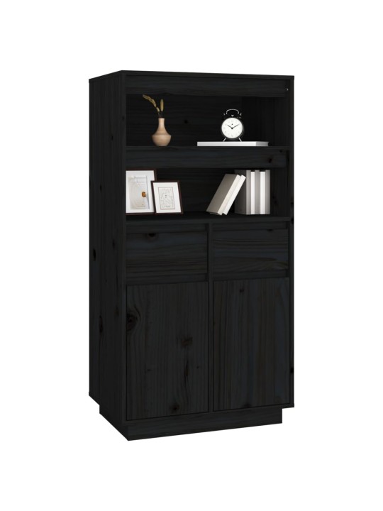 Skříň highboard černá 60 x 40 x 116,5 cm masivní borové dřevo