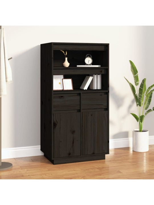Skříň highboard černá 60 x 40 x 116,5 cm masivní borové dřevo