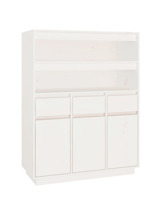 Skříň highboard bílá 89 x 40 x 116,5 cm masivní borové dřevo