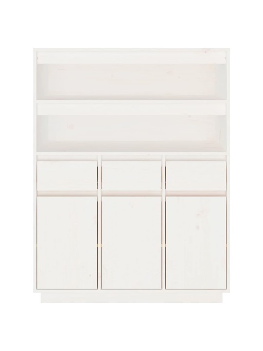 Skříň highboard bílá 89 x 40 x 116,5 cm masivní borové dřevo