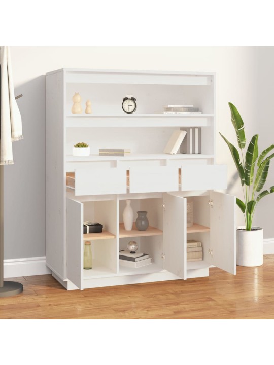 Skříň highboard bílá 89 x 40 x 116,5 cm masivní borové dřevo