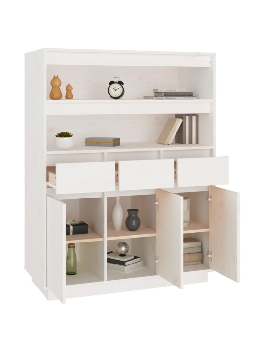 Skříň highboard bílá 89 x 40 x 116,5 cm masivní borové dřevo