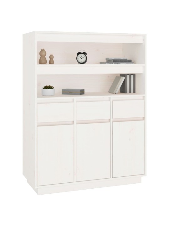 Skříň highboard bílá 89 x 40 x 116,5 cm masivní borové dřevo