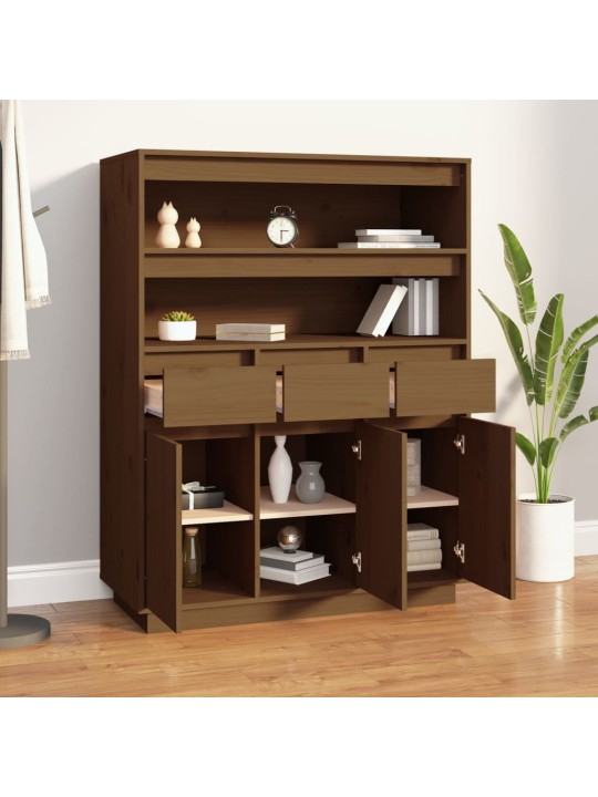 Skříň highboard medově hnědá 89x40x116,5 cm masivní borovice