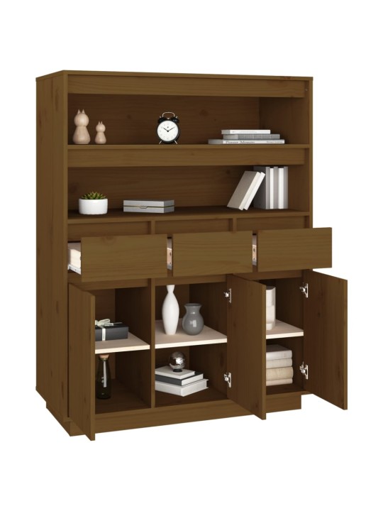 Skříň highboard medově hnědá 89x40x116,5 cm masivní borovice