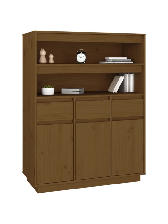 Skříň highboard medově hnědá 89x40x116,5 cm masivní borovice