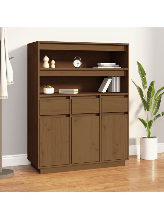 Skříň highboard medově hnědá 89x40x116,5 cm masivní borovice