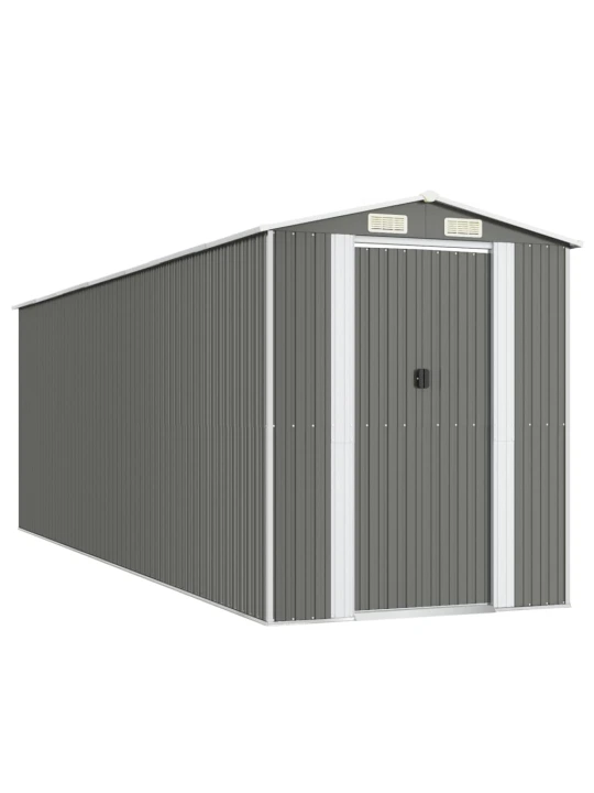 Zahradní kůlna světle šedá 192 x 606 x 223 cm pozinkovaná ocel