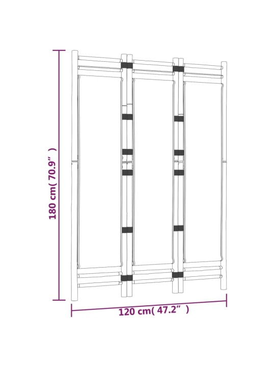 Skládací 3panelový paraván 120 cm bambus a plátno