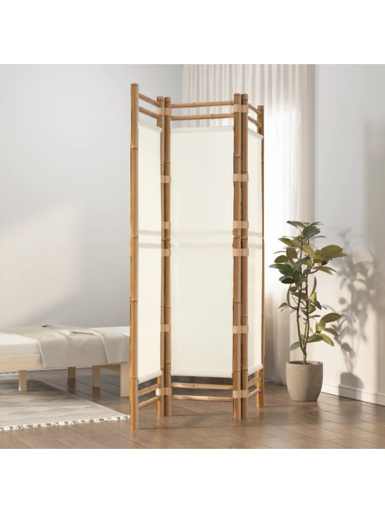 Skládací 3panelový paraván 120 cm bambus a plátno