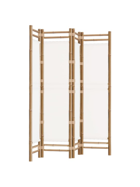 Skládací 4panelový paraván 160 cm bambus a plátno