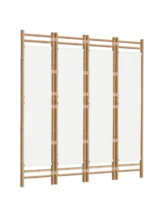 Skládací 4panelový paraván 160 cm bambus a plátno