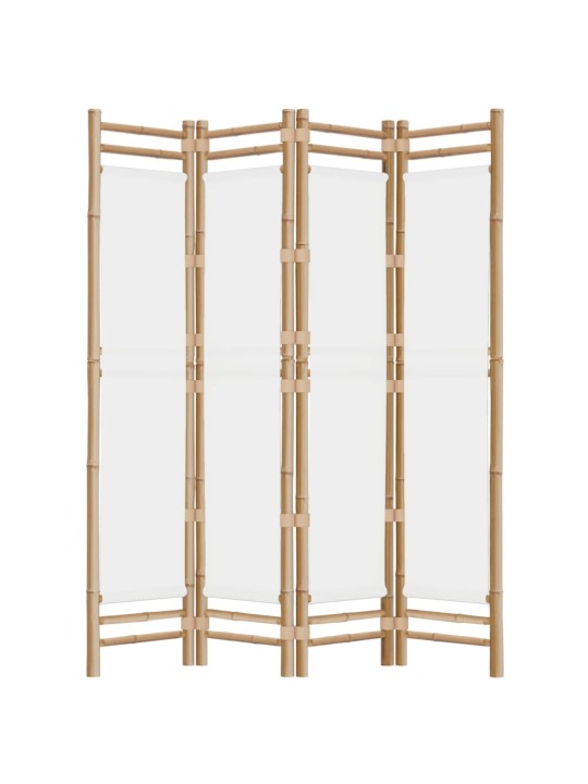 Skládací 4panelový paraván 160 cm bambus a plátno