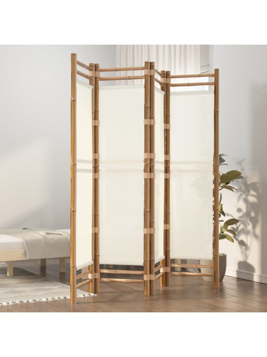 Skládací 4panelový paraván 160 cm bambus a plátno