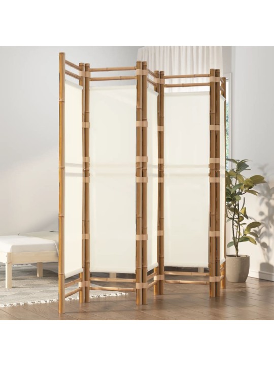 Skládací 5panelový paraván 200 cm bambus a plátno