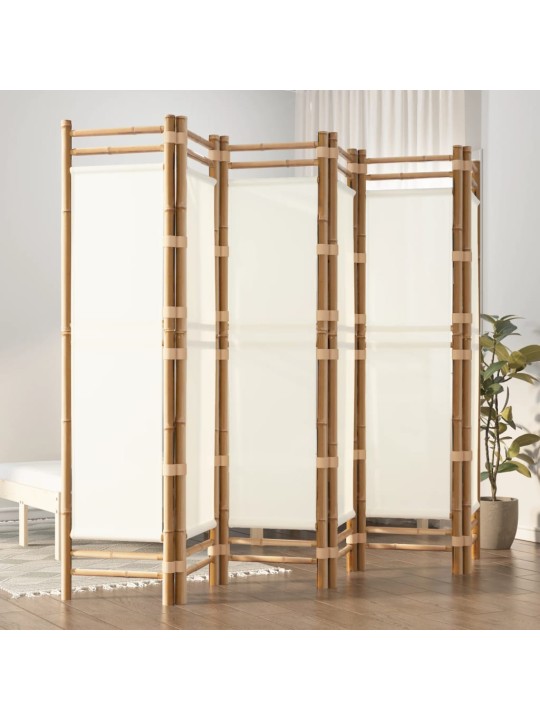 Skládací 6panelový paraván 240 cm bambus a plátno