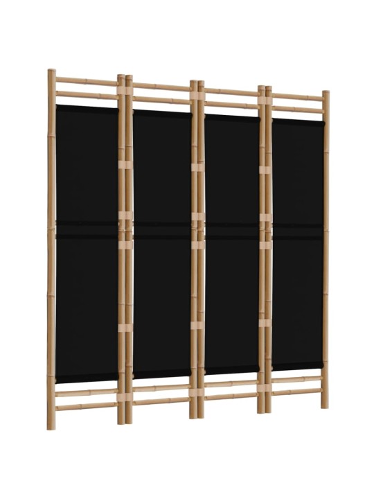 Skládací 4panelový paraván 160 cm bambus a plátno