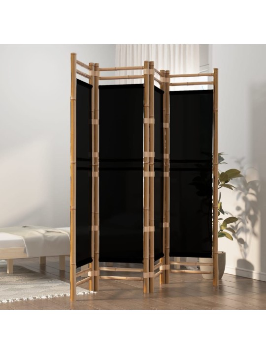 Skládací 4panelový paraván 160 cm bambus a plátno