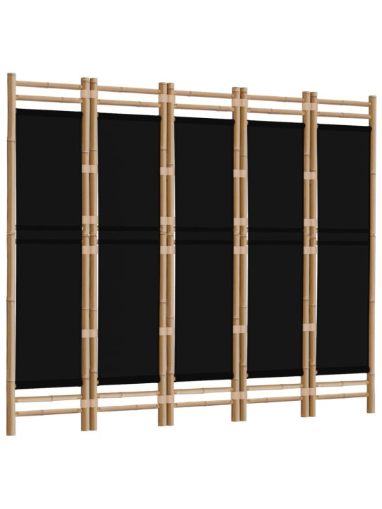 Skládací 5panelový paraván 200 cm bambus a plátno
