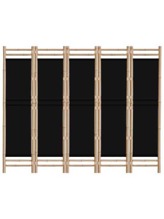 Skládací 5panelový paraván 200 cm bambus a plátno
