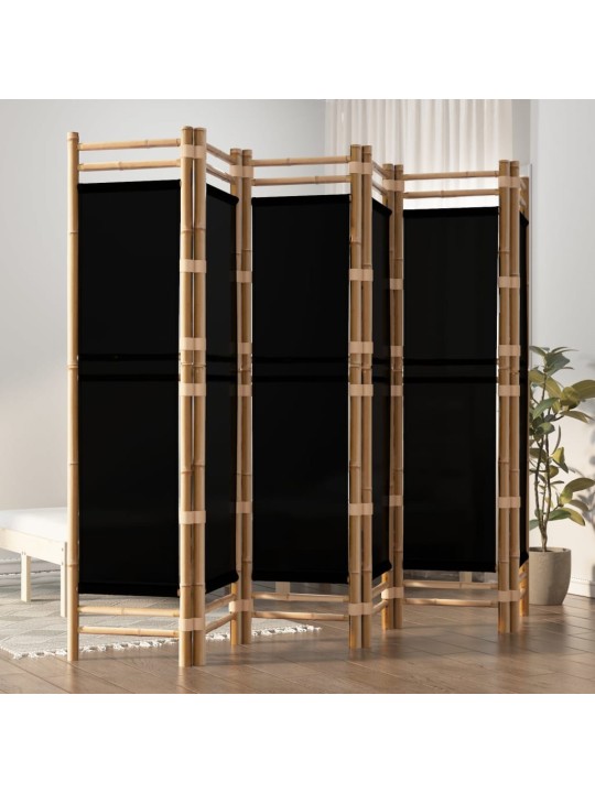 Skládací 6panelový paraván 240 cm bambus a plátno