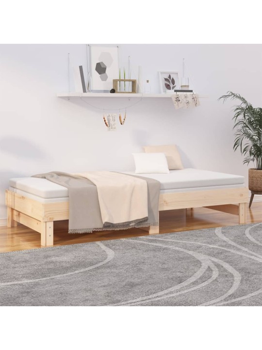 Výsuvná postel 2x (80 x 200) cm masivní borové dřevo