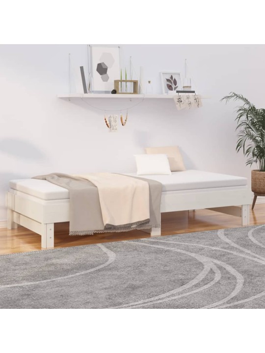 Výsuvná postel bílá 2x (80 x 200) cm masivní borovice