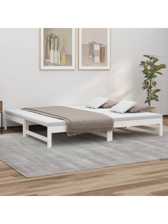 Výsuvná postel bílá 2x (100 x 200) cm masivní borovice
