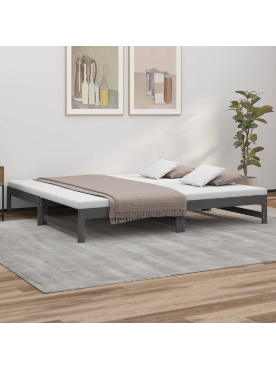 Výsuvná postel šedá 2x(100x200) cm masivní borovice