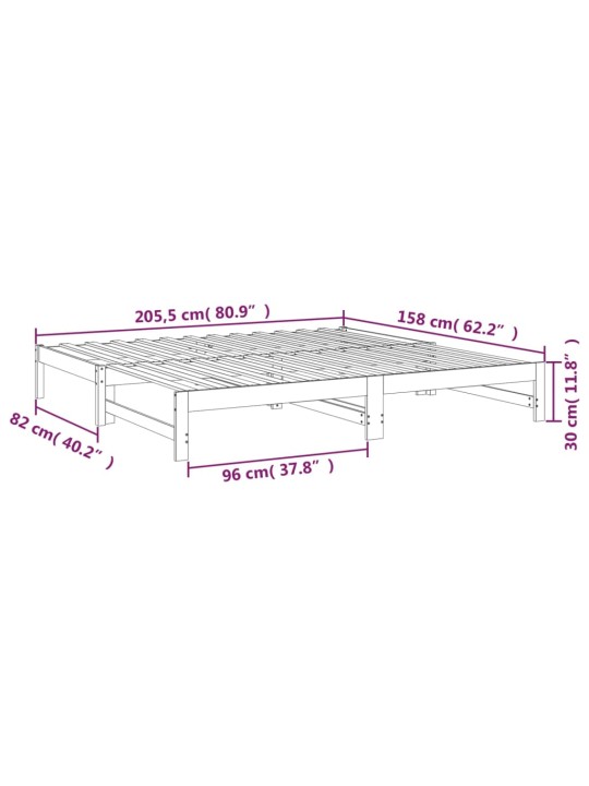Výsuvná postel 2x (80 x 200) cm masivní borové dřevo