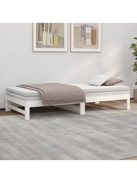Výsuvná postel bílá 2x (80 x 200) cm masivní borovice