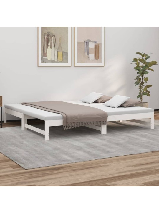 Výsuvná postel bílá 2x (80 x 200) cm masivní borovice