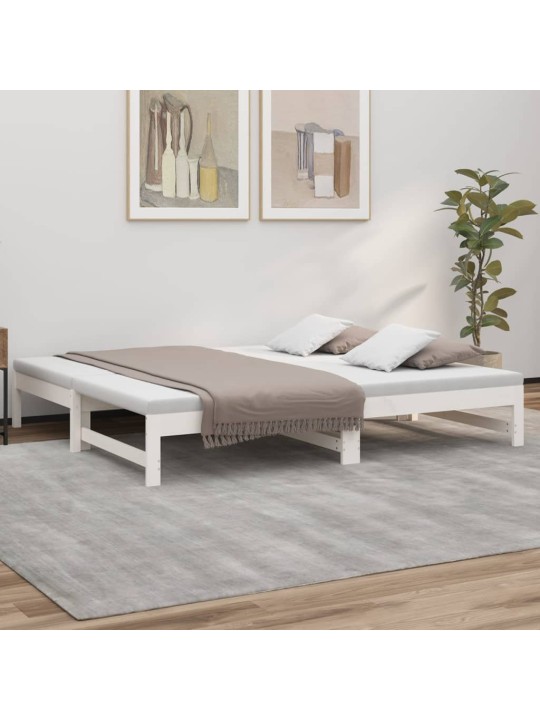 Výsuvná postel bílá 2x(75x190) cm masivní borovice