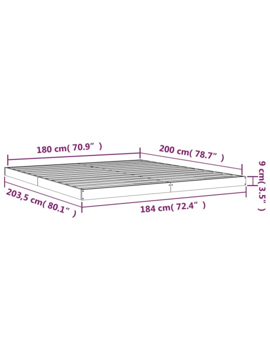 Rám postele s LED bílý 180 x 200 cm Super King masivní dřevo