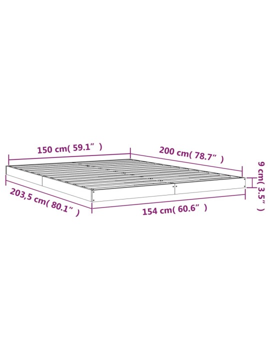 Rám postele bílý 150 x 200 cm King Size masivní borové dřevo