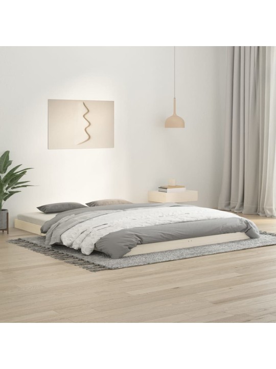 Rám postele bílý 150 x 200 cm King Size masivní borové dřevo