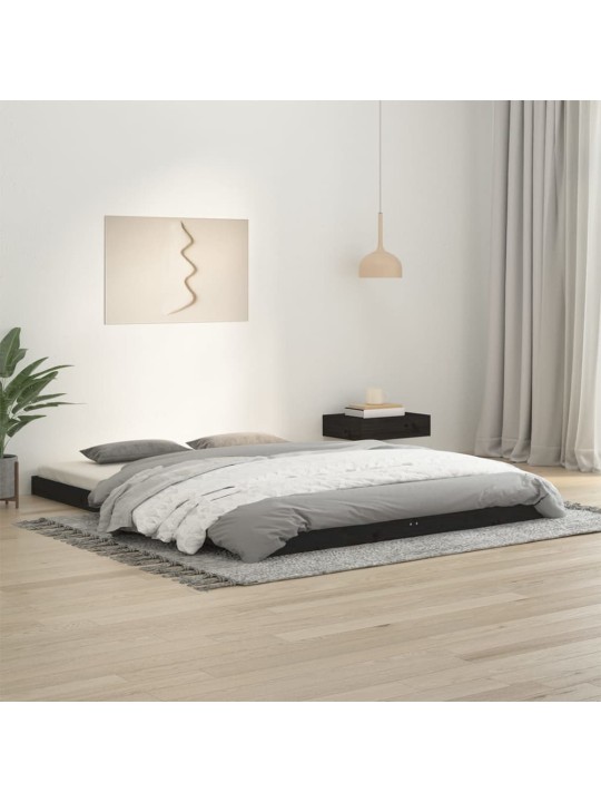 Rám postele černý 150 x 200 cm King Size masivní borovice