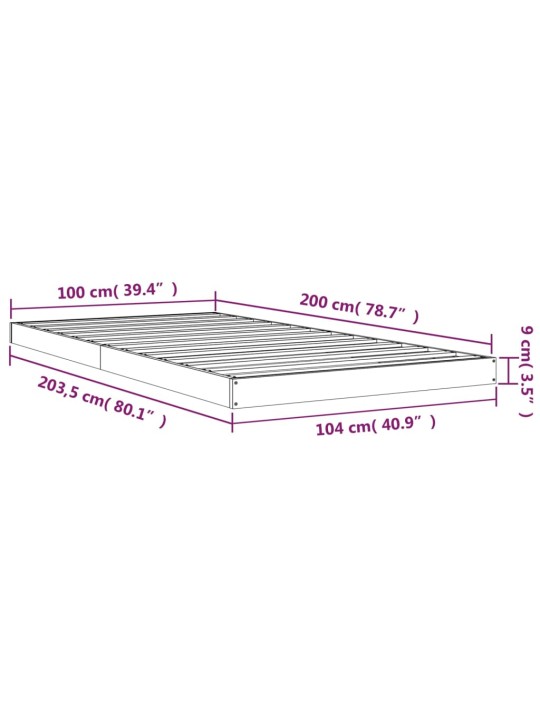 Rám postele bílý 100 x 200 cm masivní borovice