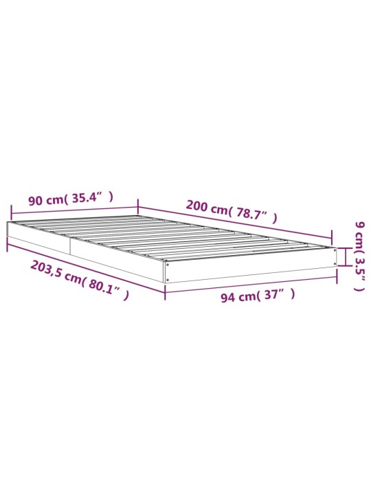 Rám postele bílý 90 x 200 cm masivní borovice